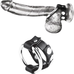  Регулируемое металлическое кольцо на пенис с ремешком 
