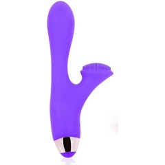  Фиолетовый вибромассажер с клиторальным стимулятором с шипиками 