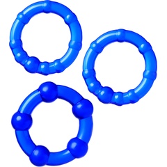  Набор из 3 синих силиконовых эрекционных колец разного размера 