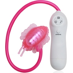  Розовая клиторальная помпа-бабочка с 7 функциями вибрации 
