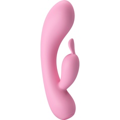  Нежно-розовый вибратор Hugo с клиторальным отростком 16,5 см 