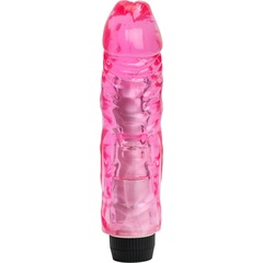  Розовый вибратор-реалистик с венками 22 см 