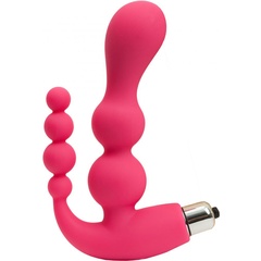  Розовый анально-вагинальный вибромассажер 17 см 
