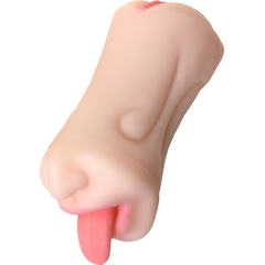 Телесный двусторонний мастурбатор Fruity Tongue ротик и вагина 