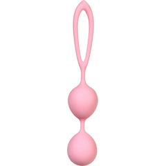  Розовые силиконовые вагинальные шарики с ограничителем-петелькой 
