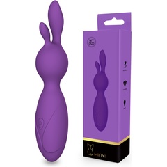  Фиолетовый мини-вибратор Emily с ушками 16 см 