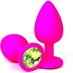  Розовая силиконовая пробка с лаймовым кристаллом 6,8 см 