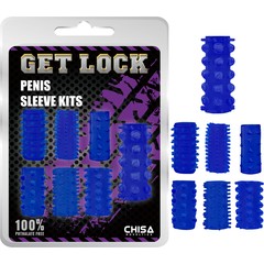  Набор из 7 синих насадок на пенис Get Lock 