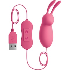  Розовая, работающая от USB вибропуля в форме кролика Cute 