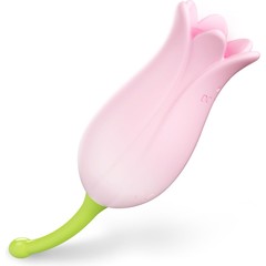  Розовый клиторальный стимулятор-тюльпан JULIET 