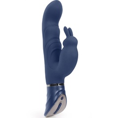  Темно-синий вибромассажер-кролик с 9 режимами вибрации 24 см 