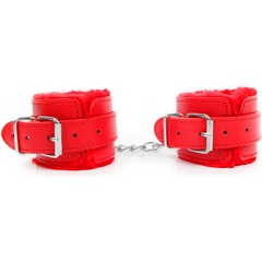  Красные мягкие наручники на регулируемых ремешках 