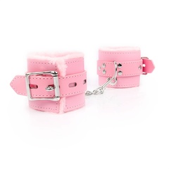  Розовые мягкие наручники на регулируемых ремешках 