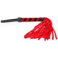  Красная многохвостовая плеть с круглой красно-черной ручкой 39 см 