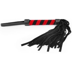  Черная многохвостовая плеть с круглой черно-красной ручкой 39 см 