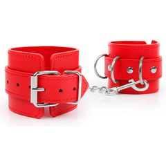  Красные наручники на регулируемых ремешках с цепочкой 