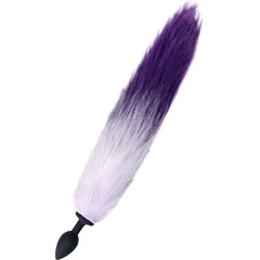  Черная анальная втулка с фиолетово-белым хвостом размер S 