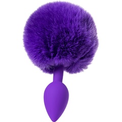  Фиолетовая анальная втулка Sweet bunny с фиолетовым пушистым хвостиком 