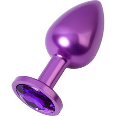 Фиолетовый анальный плаг с кристаллом фиолетового цвета 8,2 см 