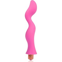  Розовый фантазийный изогнутый вибромассажер 19 см 