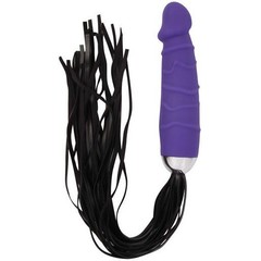  Черная плеть с фиолетовой рукоятью-фаллоимитатором 
