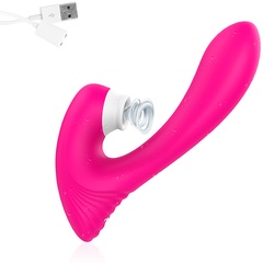  Ярко-розовый клиторальный стимулятор DAWN с вагинальным отростком 