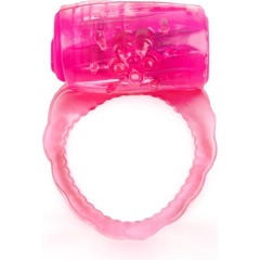  Розовое эрекционное кольцо с вибропулей 