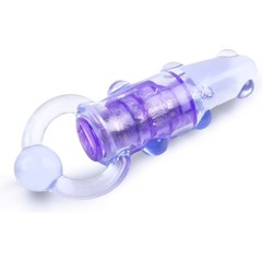  Фиолетовое эрекционное кольцо с удлиненным клиторальным стимулятором 