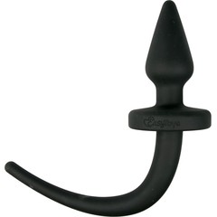  Черная пробка-конус Dog Tail Plug с хвостом 