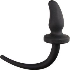  Черная изогнутая пробка Dog Tail Plug с хвостом 