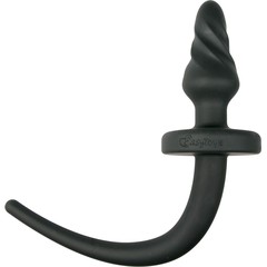  Черная витая анальная пробка Dog Tail Plug с хвостом 