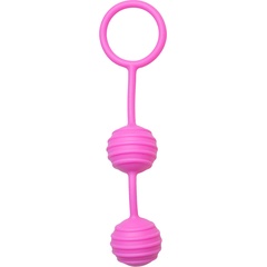  Розовые вагинальные шарики с ребрышками Pleasure Balls 