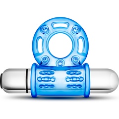  Голубое эрекционное виброкольцо 10 Function Vibrating Mega Bull Ring 