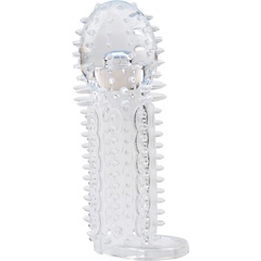  Закрытая прозрачная насадка на пенис с шипиками Nubby Sleeve 14,5 см 