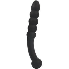  Черный изогнутый анальный стимулятор-елочка 22,5 см 
