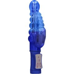  Синий вибратор-кролик Rotating Bubbles 23,2 см 
