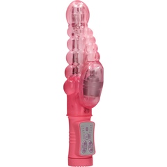  Розовый вибратор-кролик Rotating Bubbles 23,2 см 