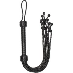  Черная многохвостая плетеная плеть Short Leather Braided Flogger 69 см 