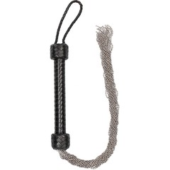 Черная многохвостая металлическая плеть Silver Ball Chain Flogger 76 см 