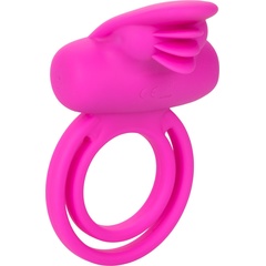  Ярко-розовое эрекционное кольцо Silicone Rechargeable Dual Clit Flicker 