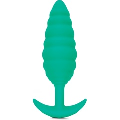  Зеленый ребристый анальный виброплаг Twist 15,3 см 