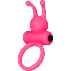  Розовое эрекционное виброкольцо на пенис Eromantica 