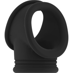  Черное эрекционное кольцо для пениса и мошонки No48 Cockring with Ball Strap 