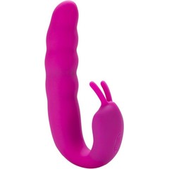  Розовый вибратор Ribbed Dual Stimulator with Rolling Ball 17 см 