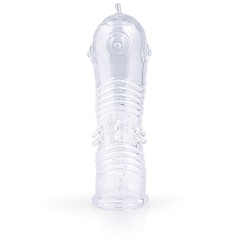  Прозрачная закрытая насадка на пенис с шипиками 12,5 см 