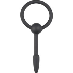  Черный уретральный расширитель Small Silicone Penis Plug With Pull Ring 10,5 см 