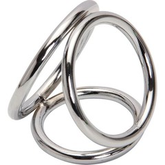  Серебристое тройное эрекционное кольцо 