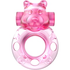  Розовое эрекционное виброкольцо на пенис Pink Bear 