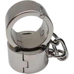  Серебристые металлические гладкие наручники 