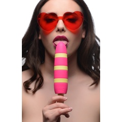 Ярко-розовый вибростимулятор-эскимо 10X Popsicle Vibrator 21,6 см 